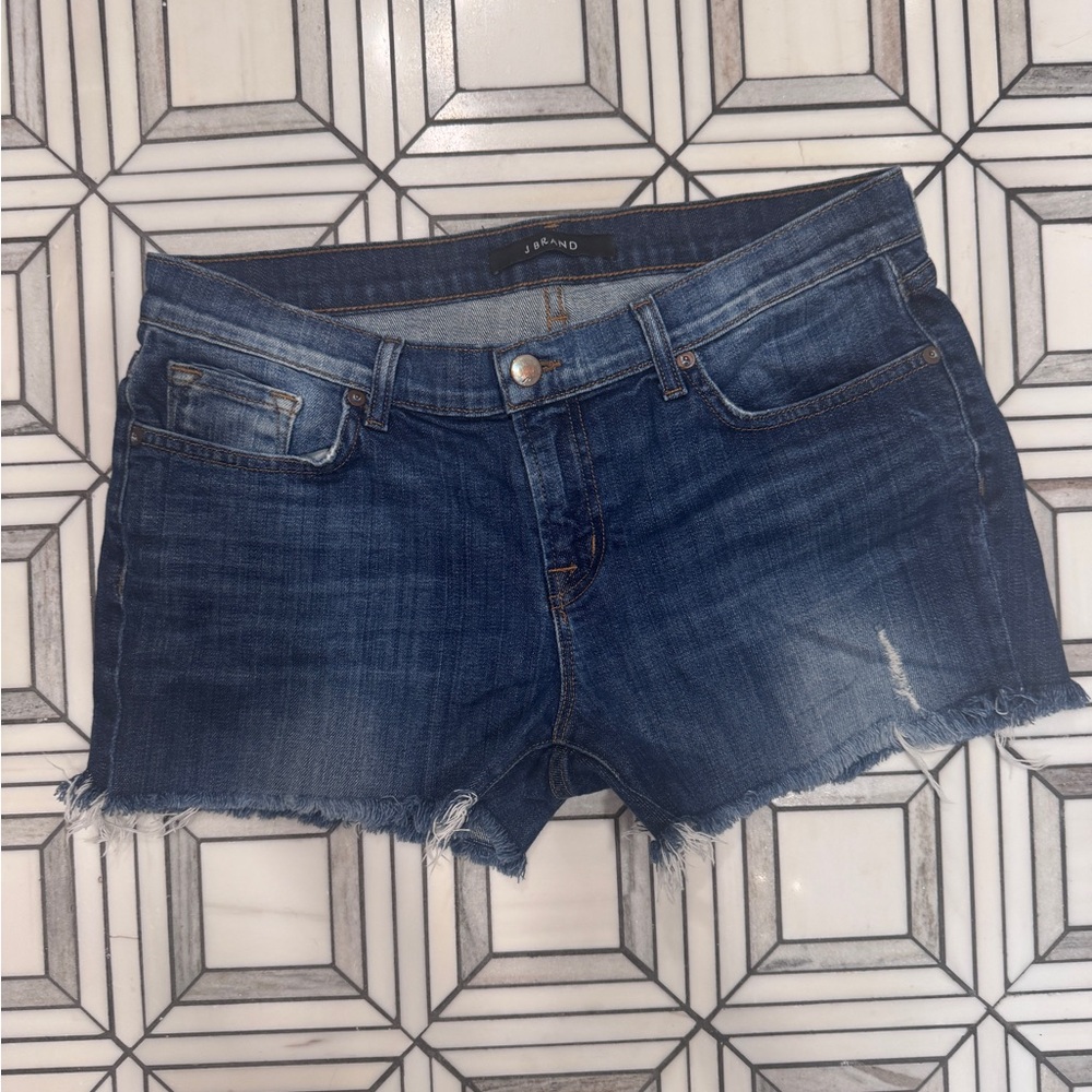 J Brand Blue Jean Shorts Distressed Hem